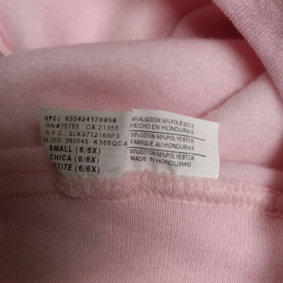 Hanes Size S 6 6X Hoodie Sweatshirt Girls Pink Chat Queen Glitter Lettering NEW - Picture 6 of 7